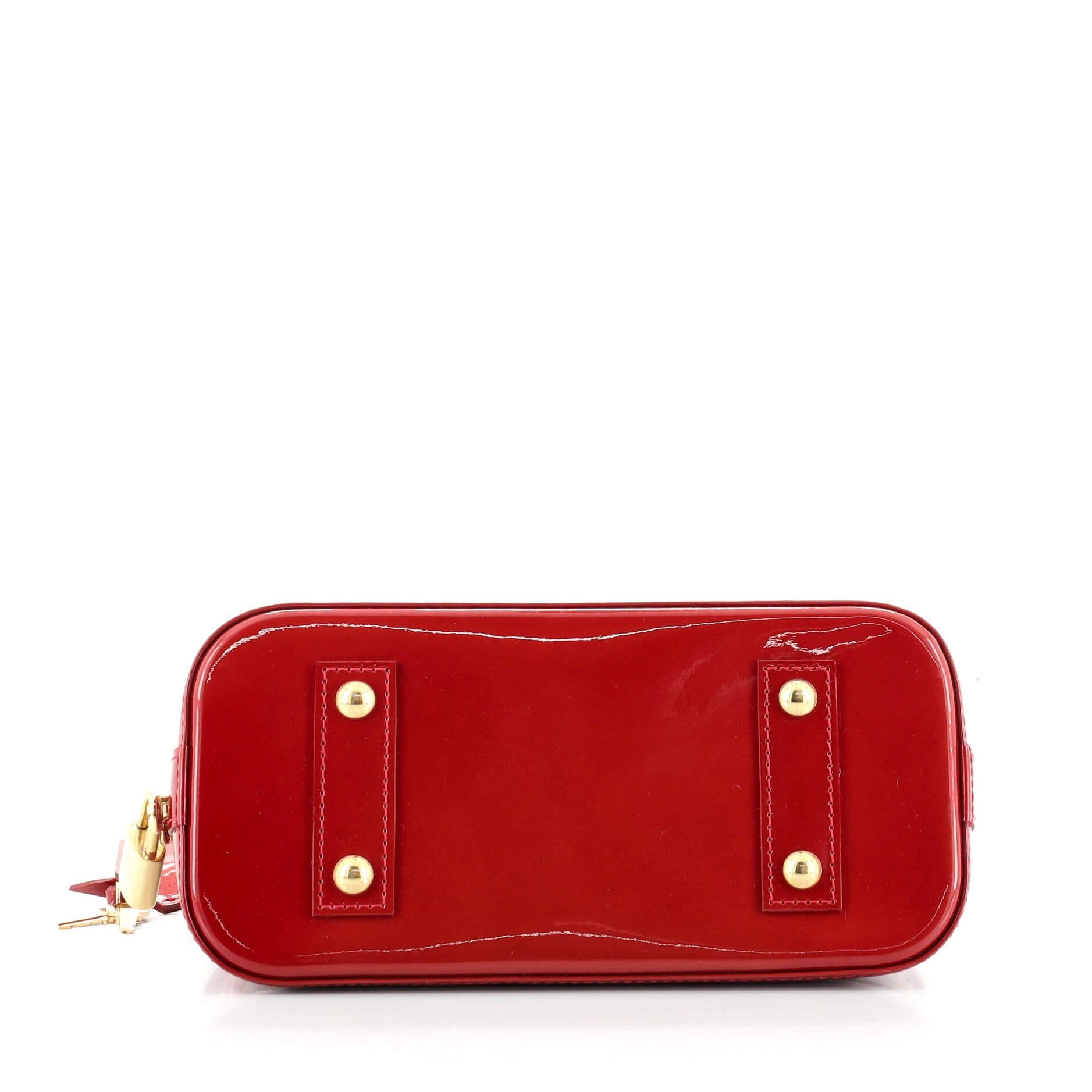 Red Louis Vuitton Alma Handbag Limited Edition Monogram Vernis Rayures BB