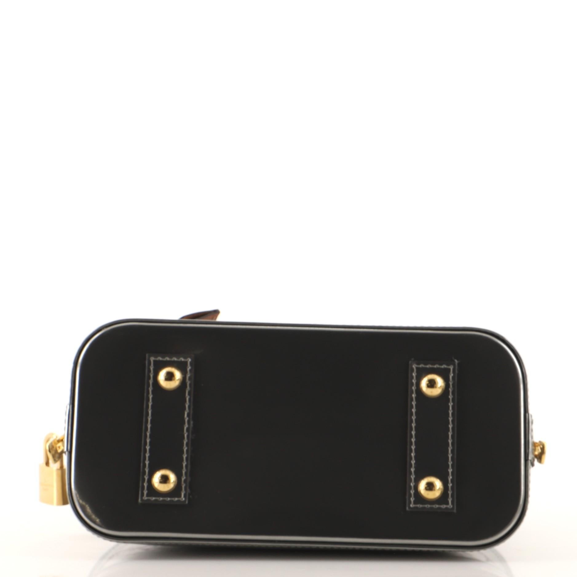 Black Louis Vuitton Alma Handbag Metallic Monogram Vernis with Leather BB
