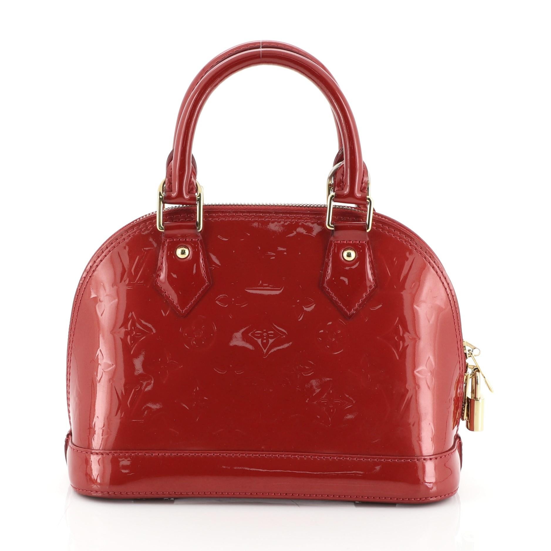 Red Louis Vuitton Alma Handbag Monogram Vernis BB 