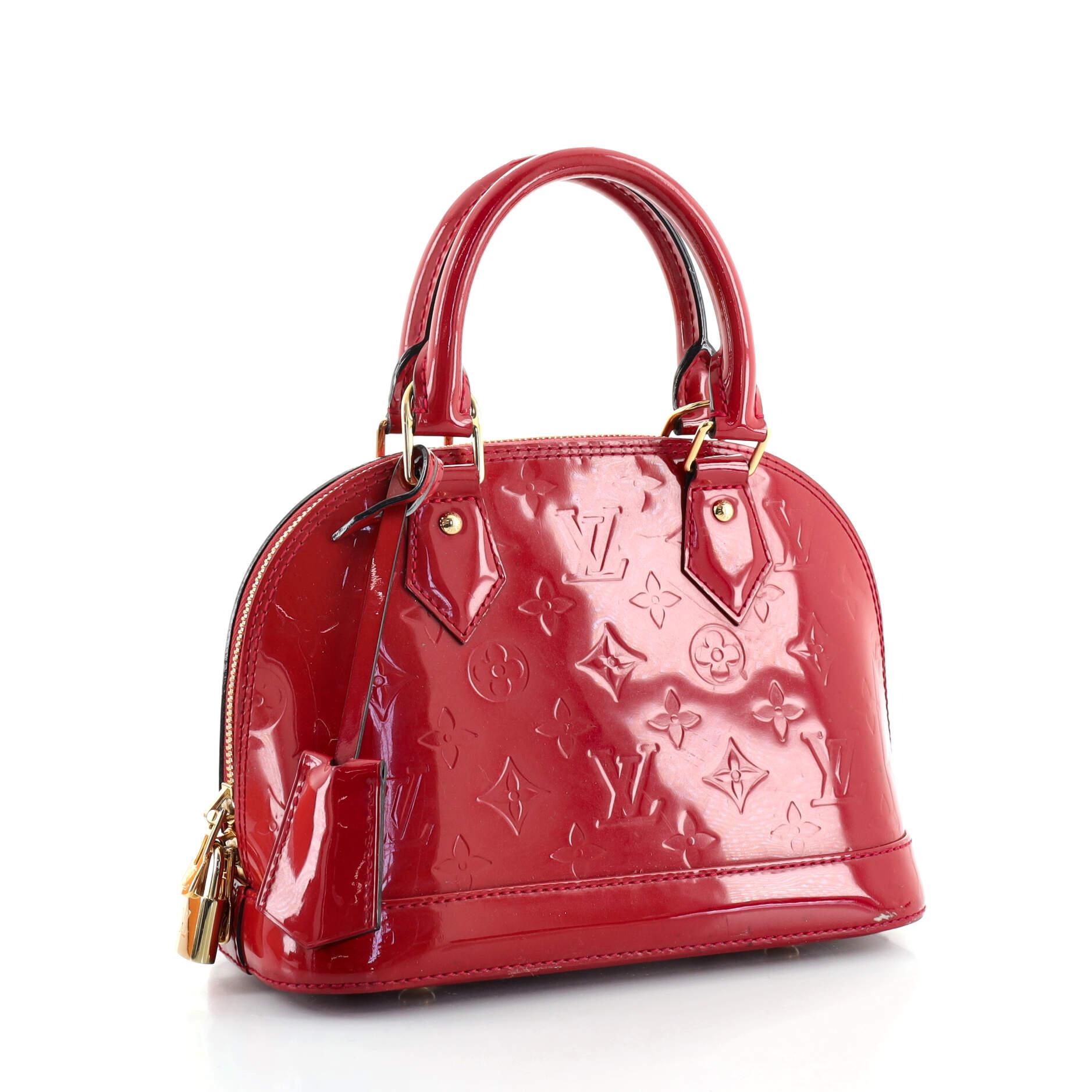 Red  Louis Vuitton Alma Handbag Monogram Vernis BB