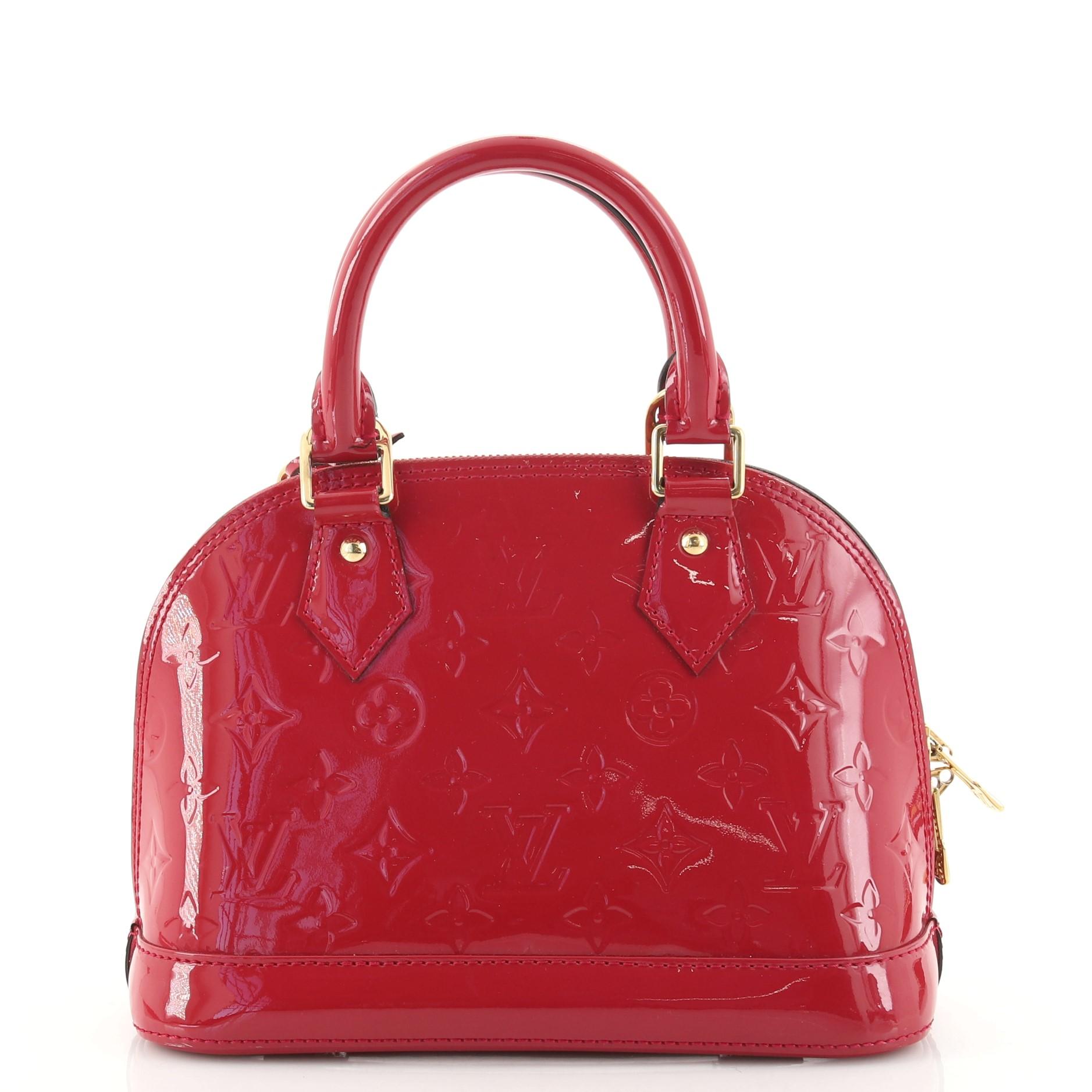 Red Louis Vuitton Alma Handbag Monogram Vernis BB