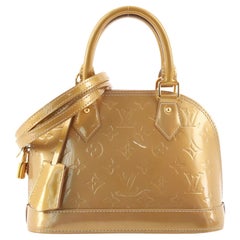 Authenticated used Louis Vuitton Louis Vuitton Alma Bb Monogram Verni Handbag Yellow Ladies, Women's, Size: (HxWxD): 18cm x 24cm x 12cm / 7.08'' x