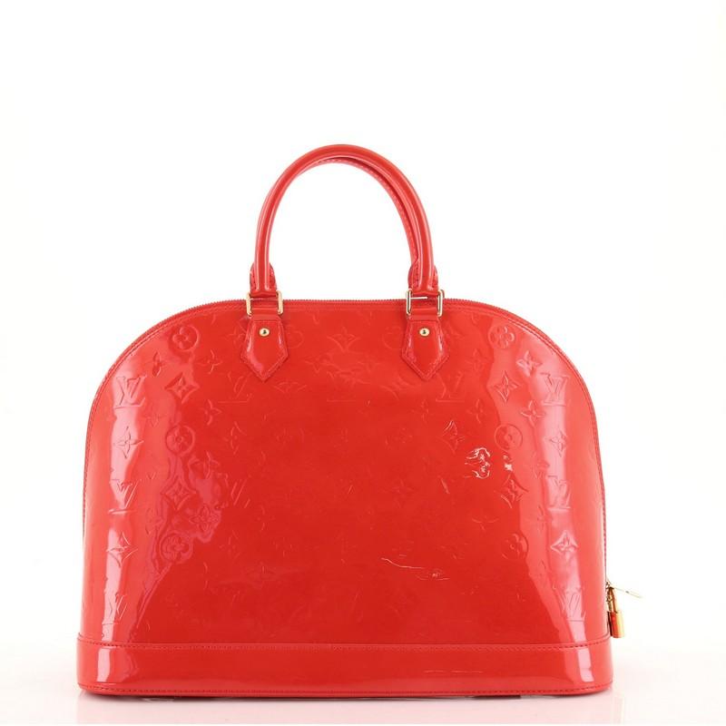 Red  Louis Vuitton Alma Handbag Monogram Vernis GM