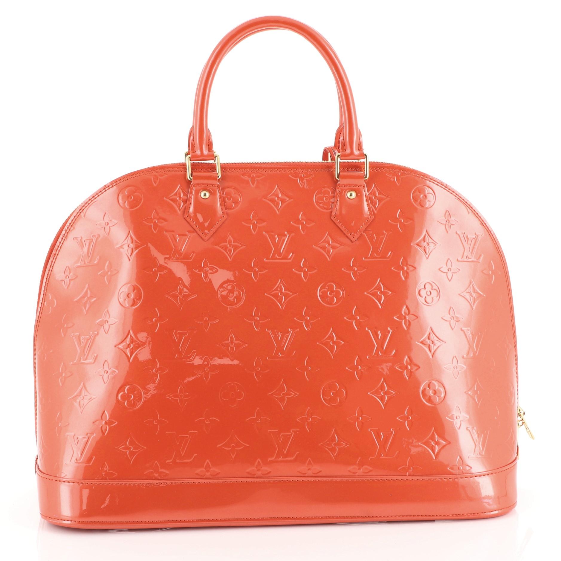 Orange Louis Vuitton Alma Handbag Monogram Vernis MM