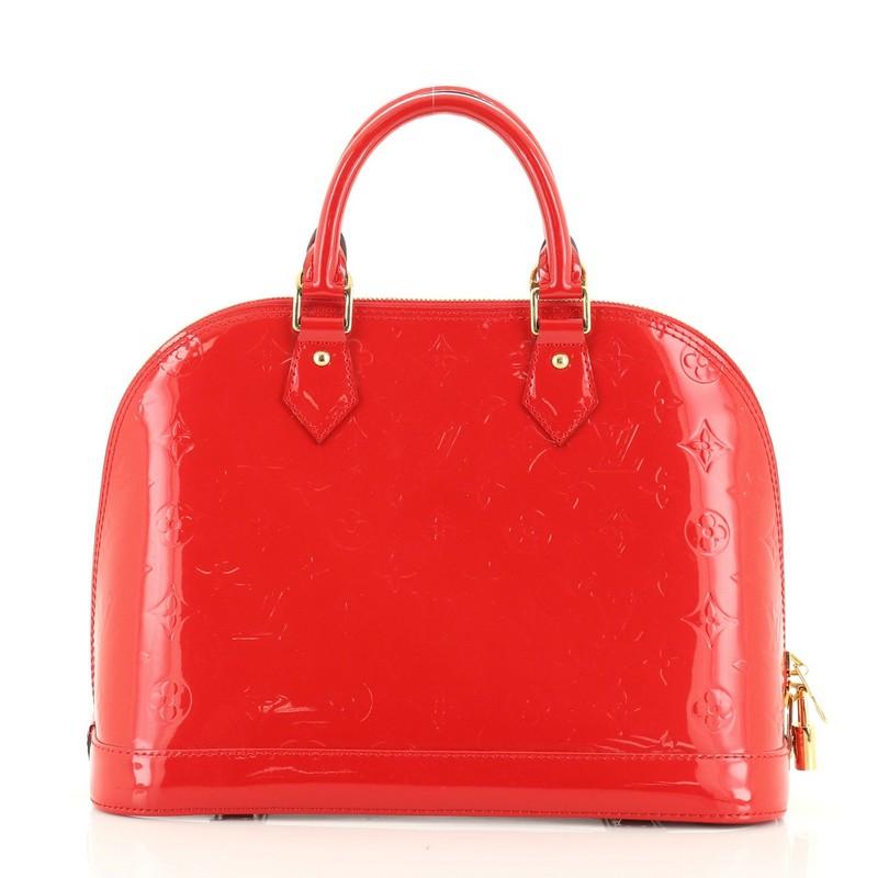 Red Louis Vuitton Alma Handbag Monogram Vernis PM
