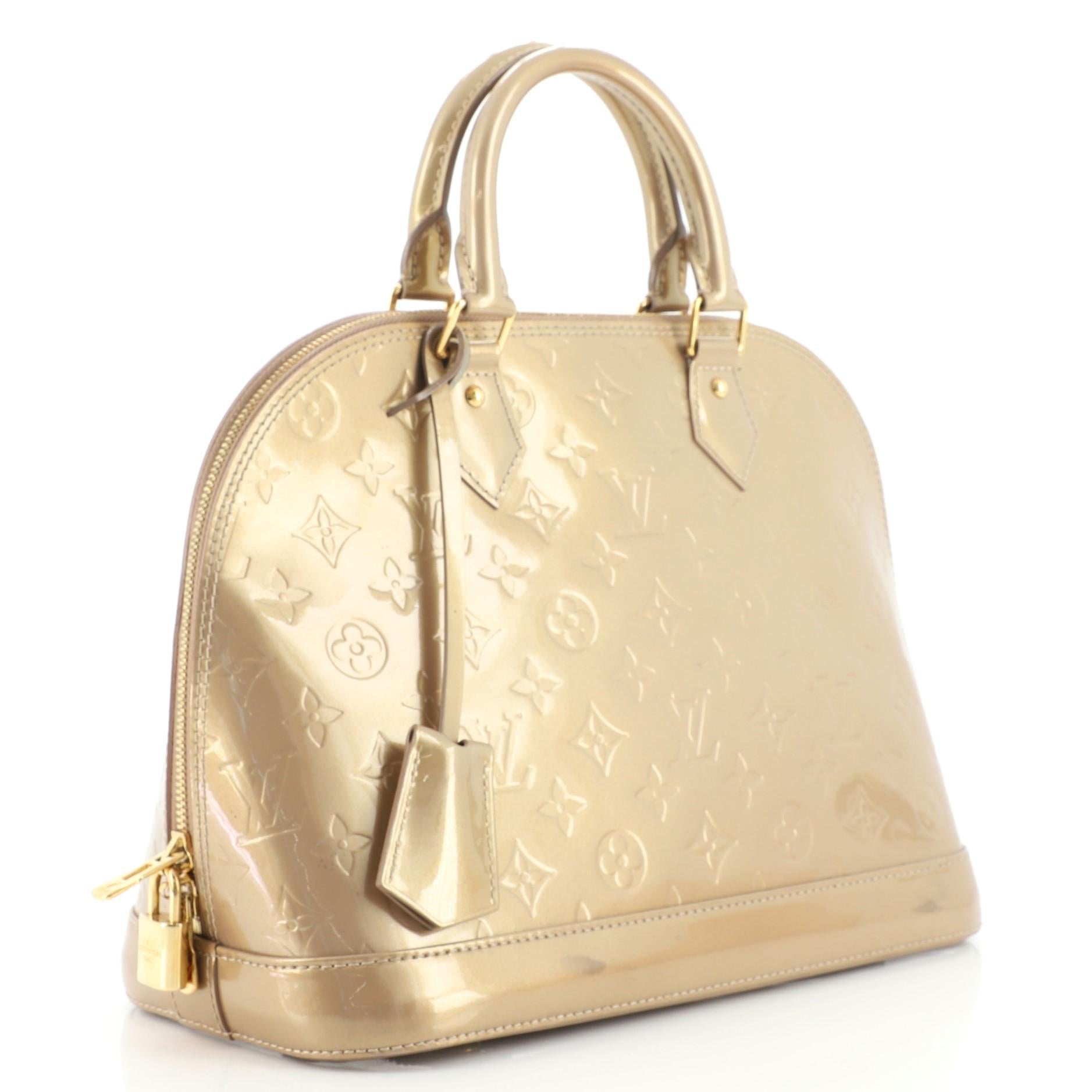 Beige Louis Vuitton Alma Handbag Monogram Vernis PM