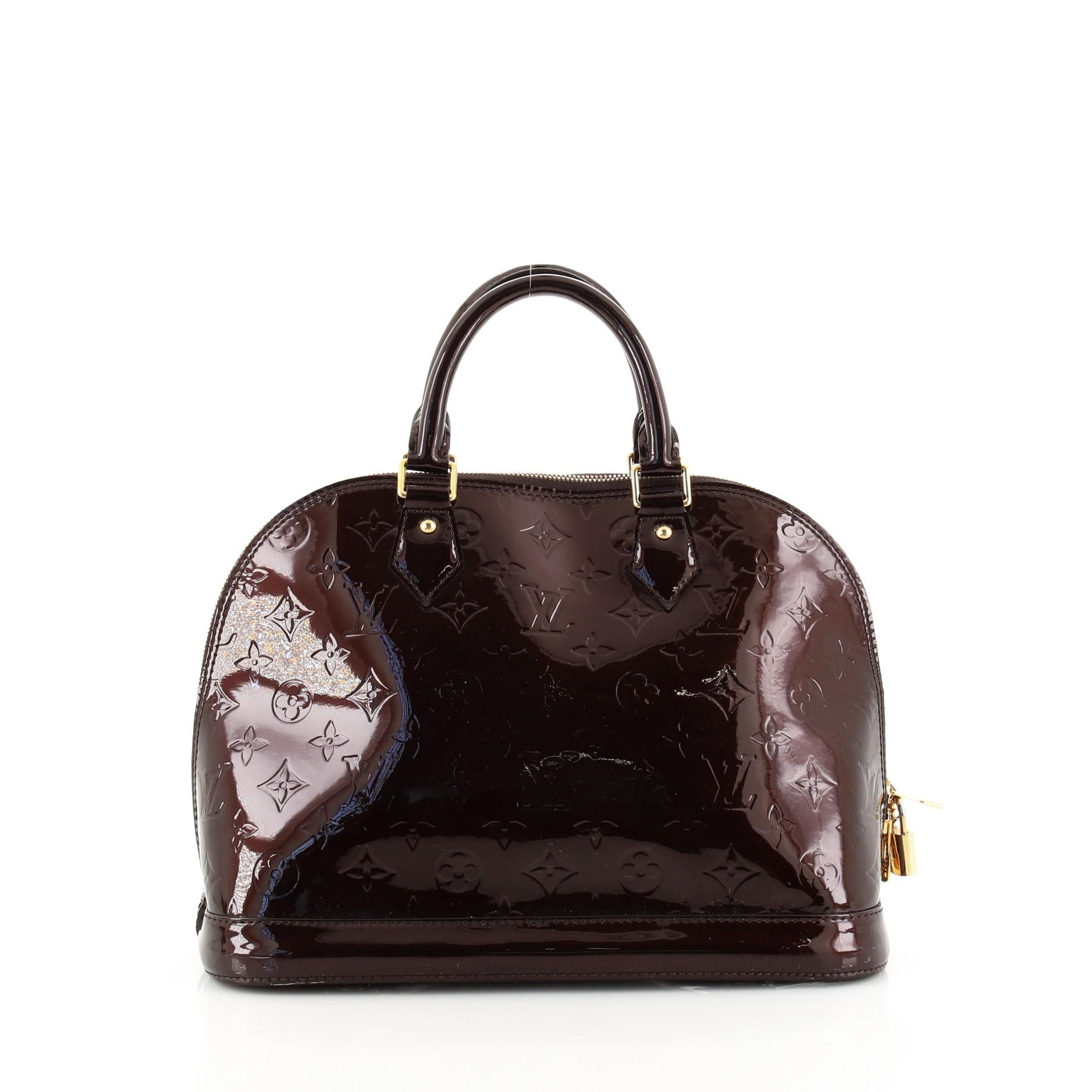 Louis Vuitton Alma Handbag Monogram Vernis PM In Fair Condition In NY, NY