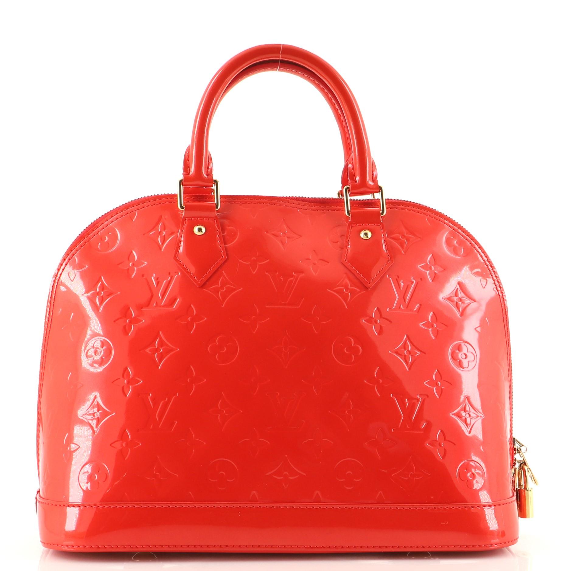 Red Louis Vuitton Alma Handbag Monogram Vernis PM