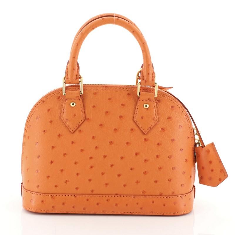 Orange Louis Vuitton Alma Handbag Ostrich BB
