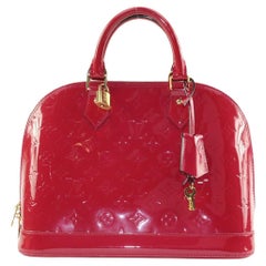 Used Louis Vuitton Alma Handbag PM Dark Pink Indian Rose Leather 1LK1222K