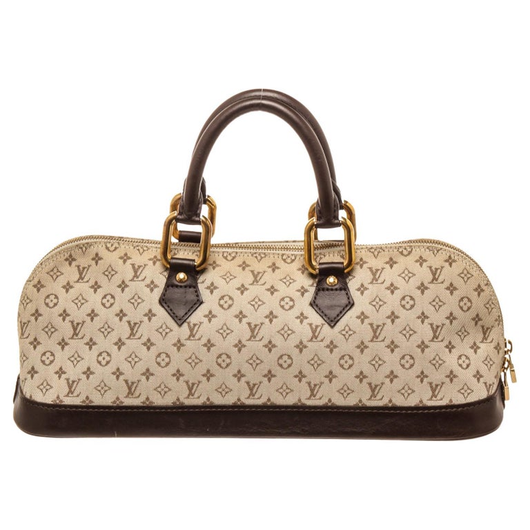 Louis Vuitton Alma Long Beige/Brown Monogram Canvas Tote Bag with material  at 1stDibs