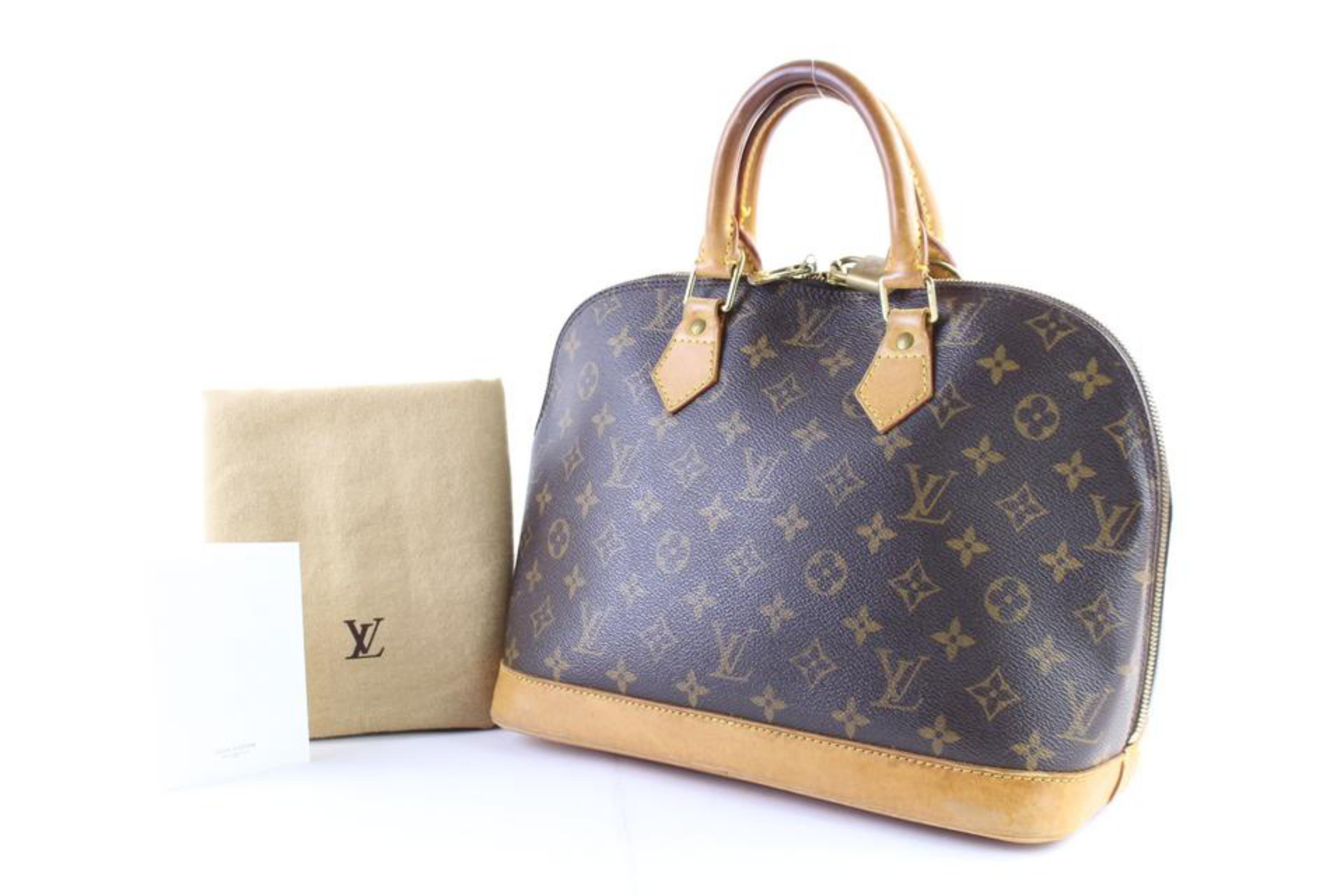 Gray Louis Vuitton Alma Monogram 226452 Brown Coated Canvas Satchel