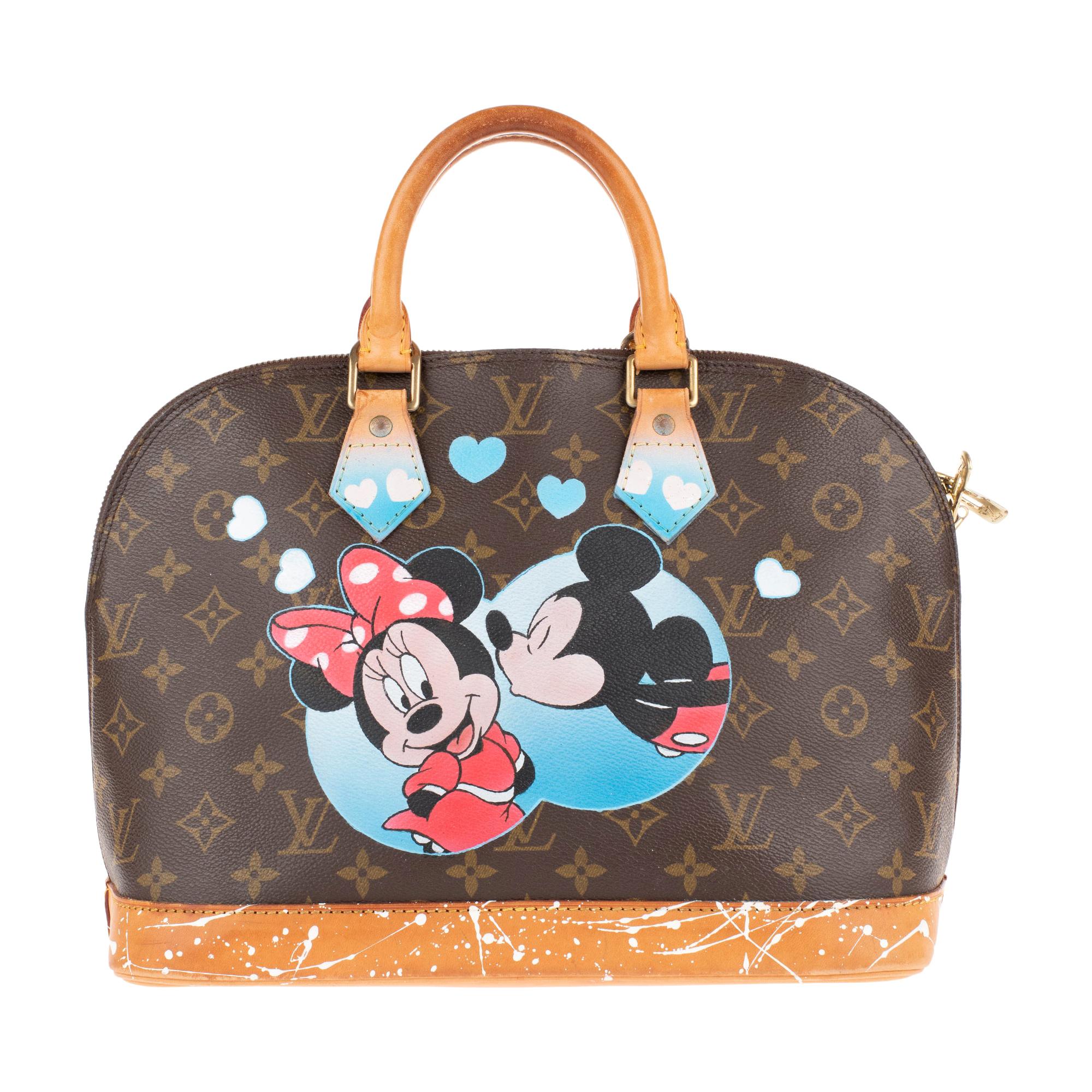 Louis Vuitton Alma Monogram customized "Minnie&Mickey" by the artist PatBo !