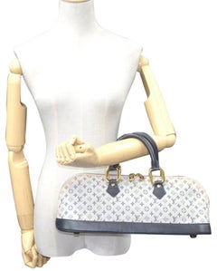 Louis Vuitton Alma Monogram Mini Lin Horizontal 866363 Blue Canvas Satchel