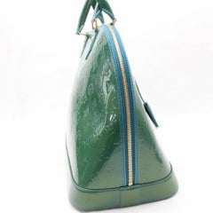 Louis Vuitton Alma Monogram Vernis Gm 867910 Green Patent Leather Satchel