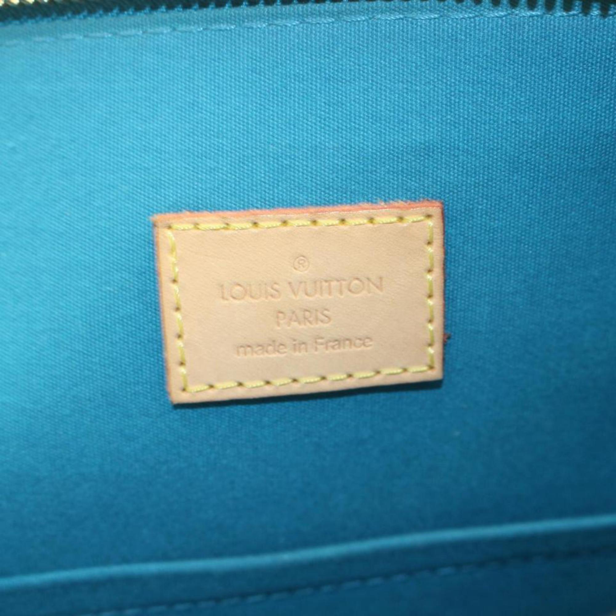 Louis Vuitton Alma Monogram Vernis Gm 867910 Green Patent Leather Satchel For Sale 2