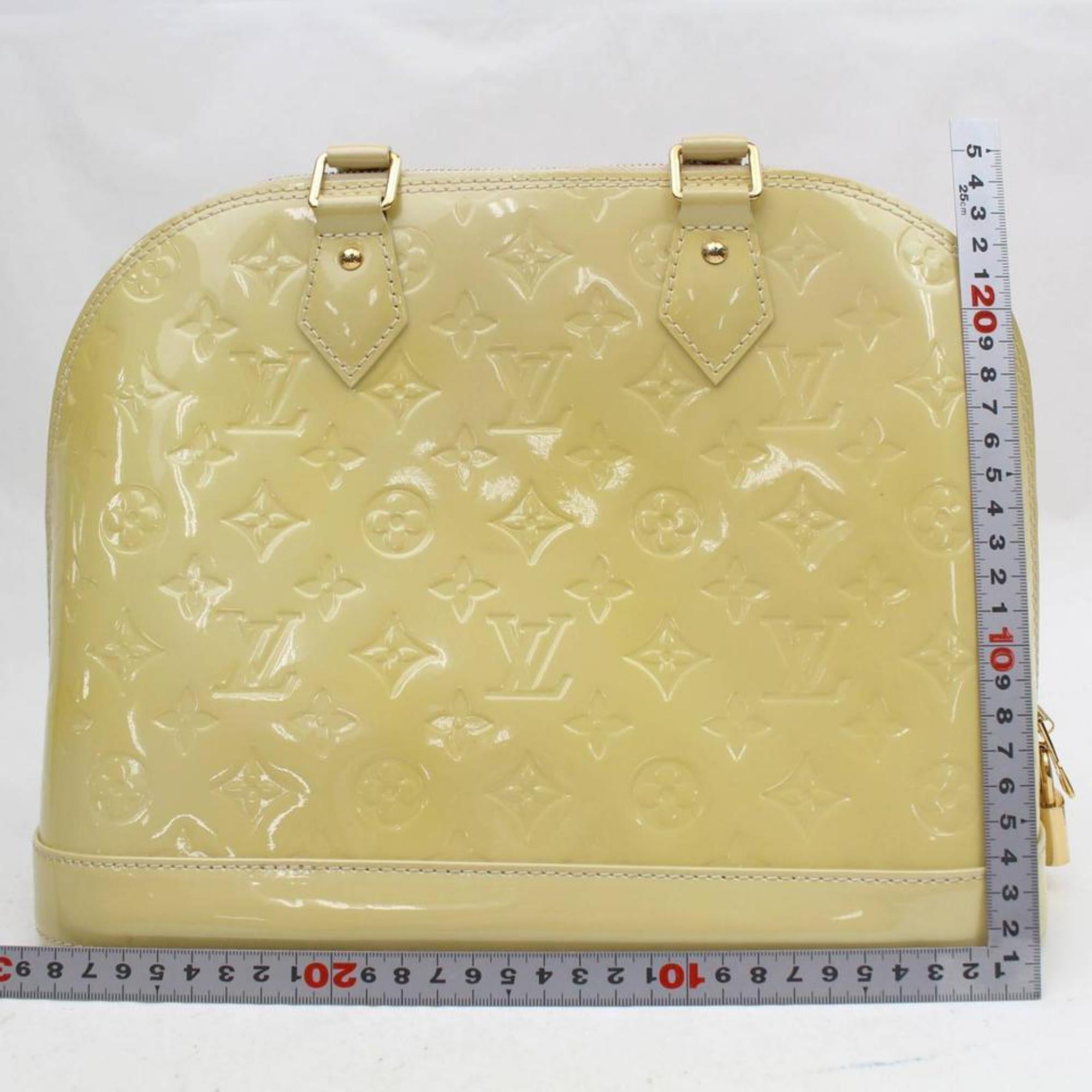 Women's Louis Vuitton Alma Monogram Vernis Pm 869400 Beige Patent Leather Satchel For Sale