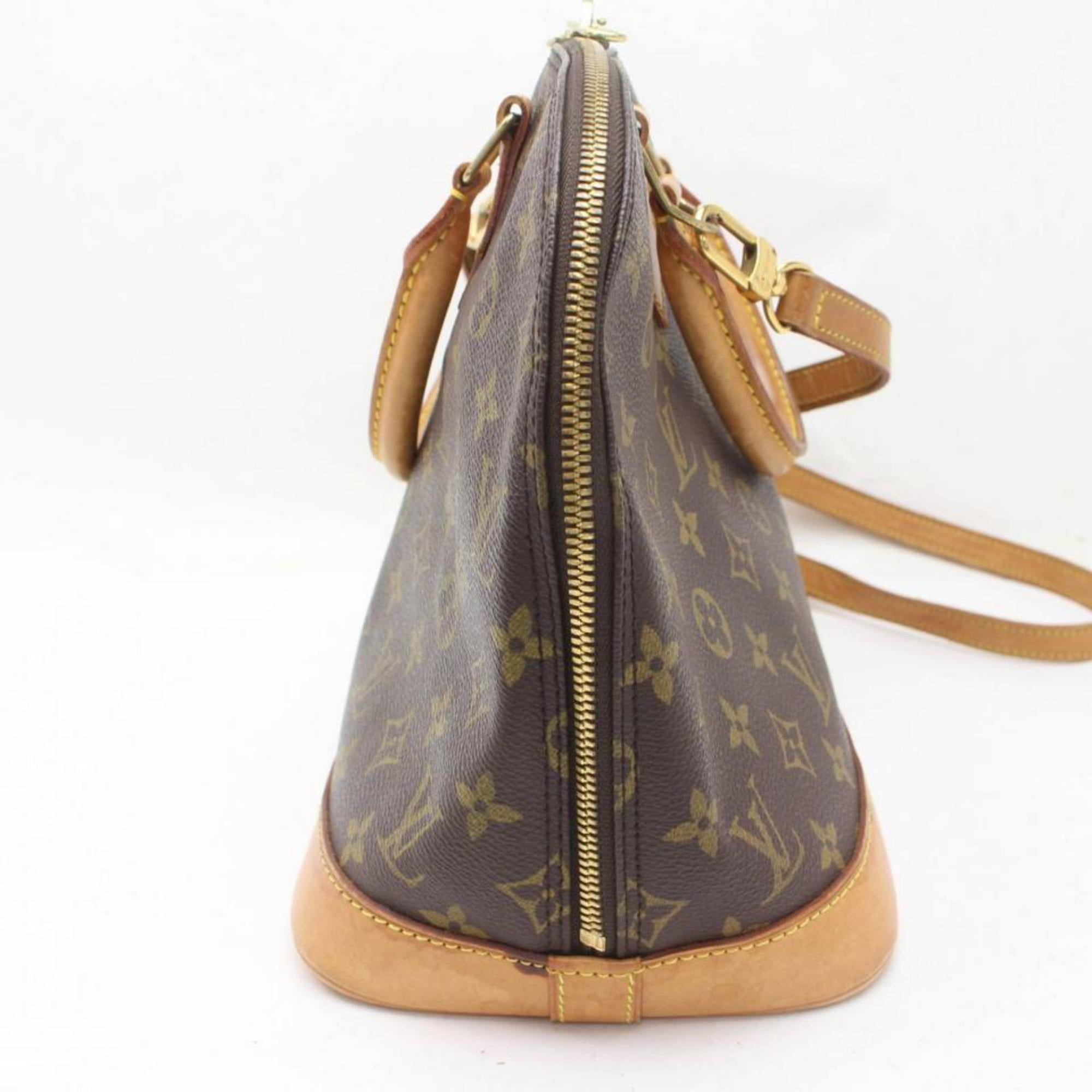 Louis Vuitton Alma Monogram with Strap 869415 Brown Coated Canvas Shoulder Bag For Sale 5