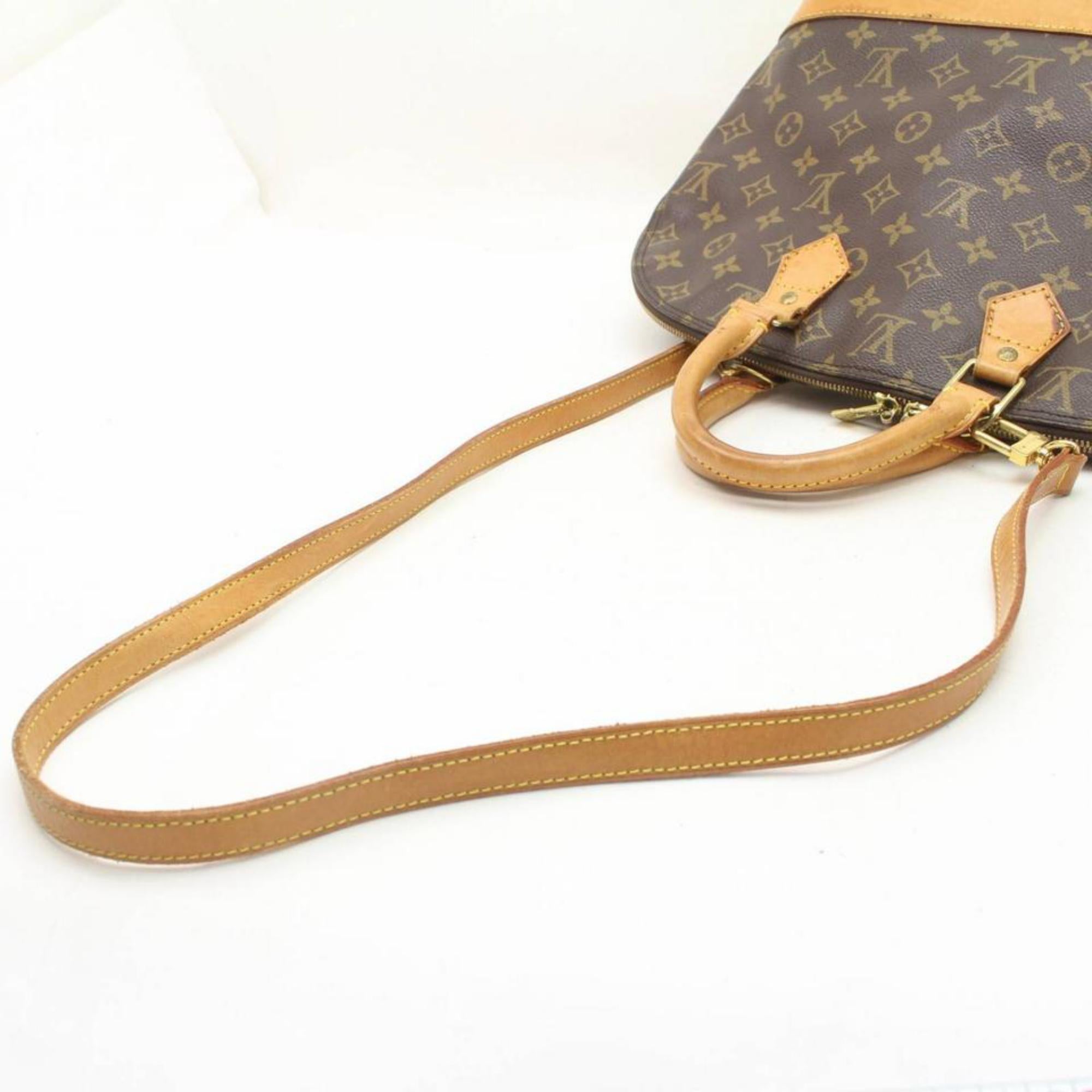 Louis Vuitton Alma Monogram with Strap 869415 Brown Coated Canvas Shoulder Bag In Good Condition For Sale In Forest Hills, NY