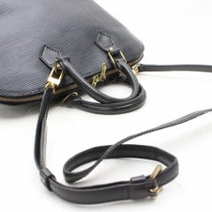 Louis Vuitton Alma Noir with Strap 868643 Black Leather Satchel