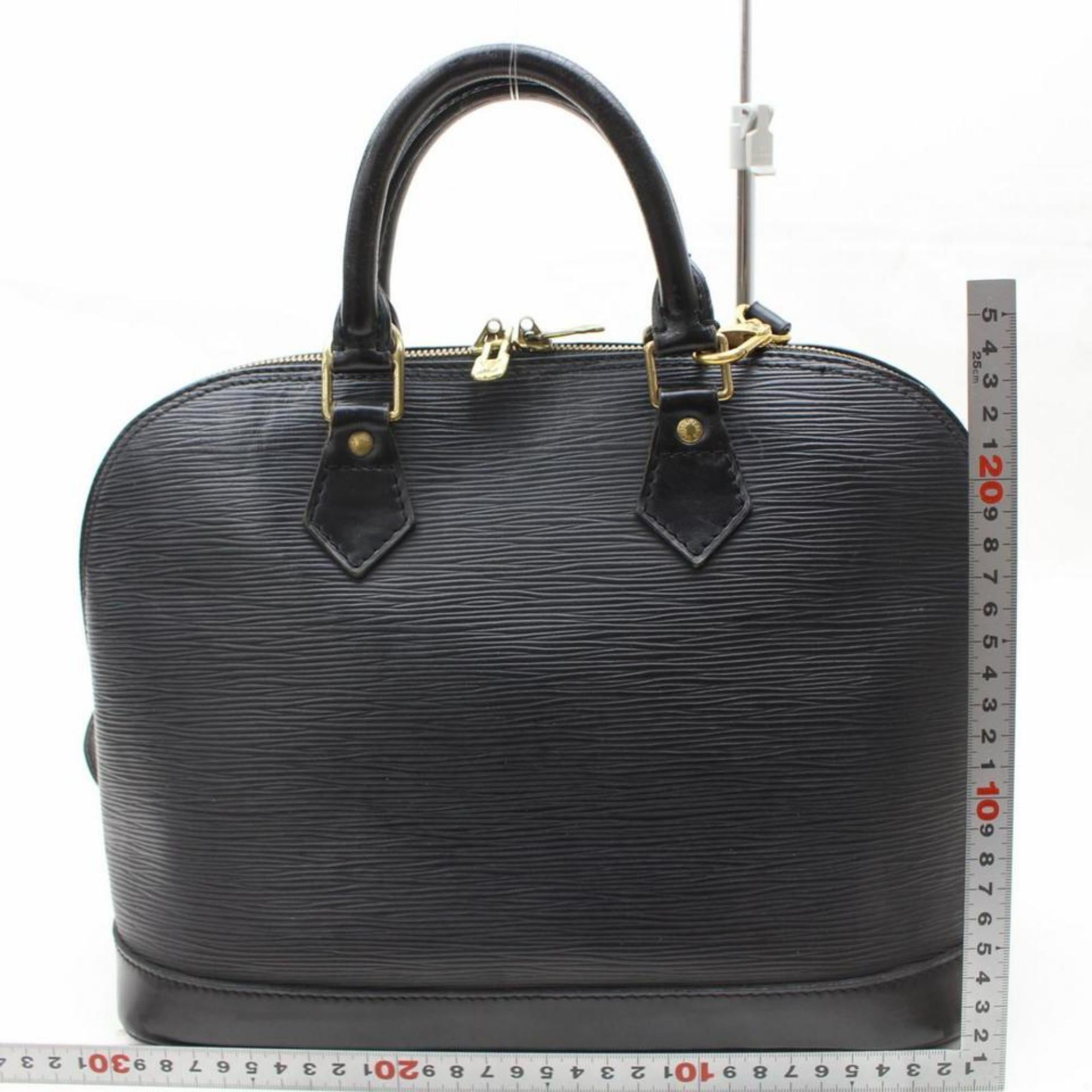 Louis Vuitton Alma Noir with Strap 868643 Black Leather Satchel For Sale 2