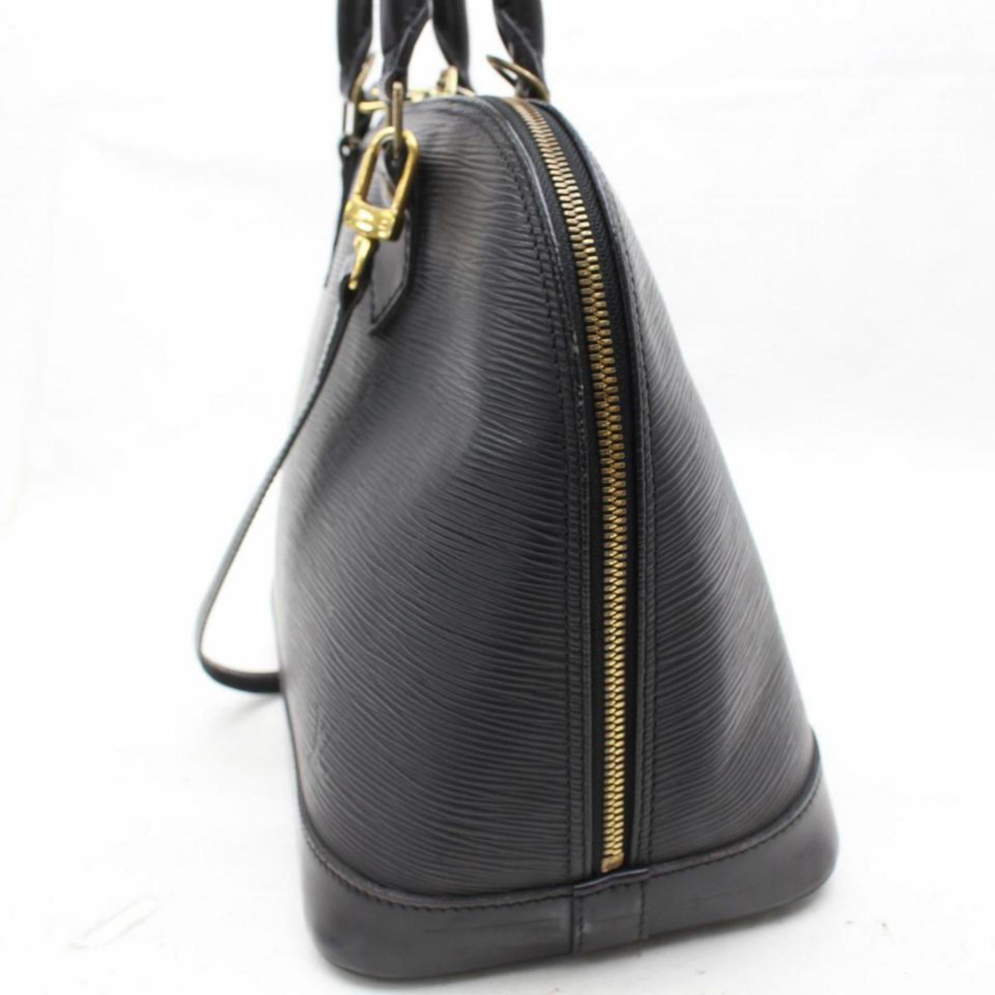 Louis Vuitton Alma Noir with Strap 868643 Black Leather Satchel For Sale 4
