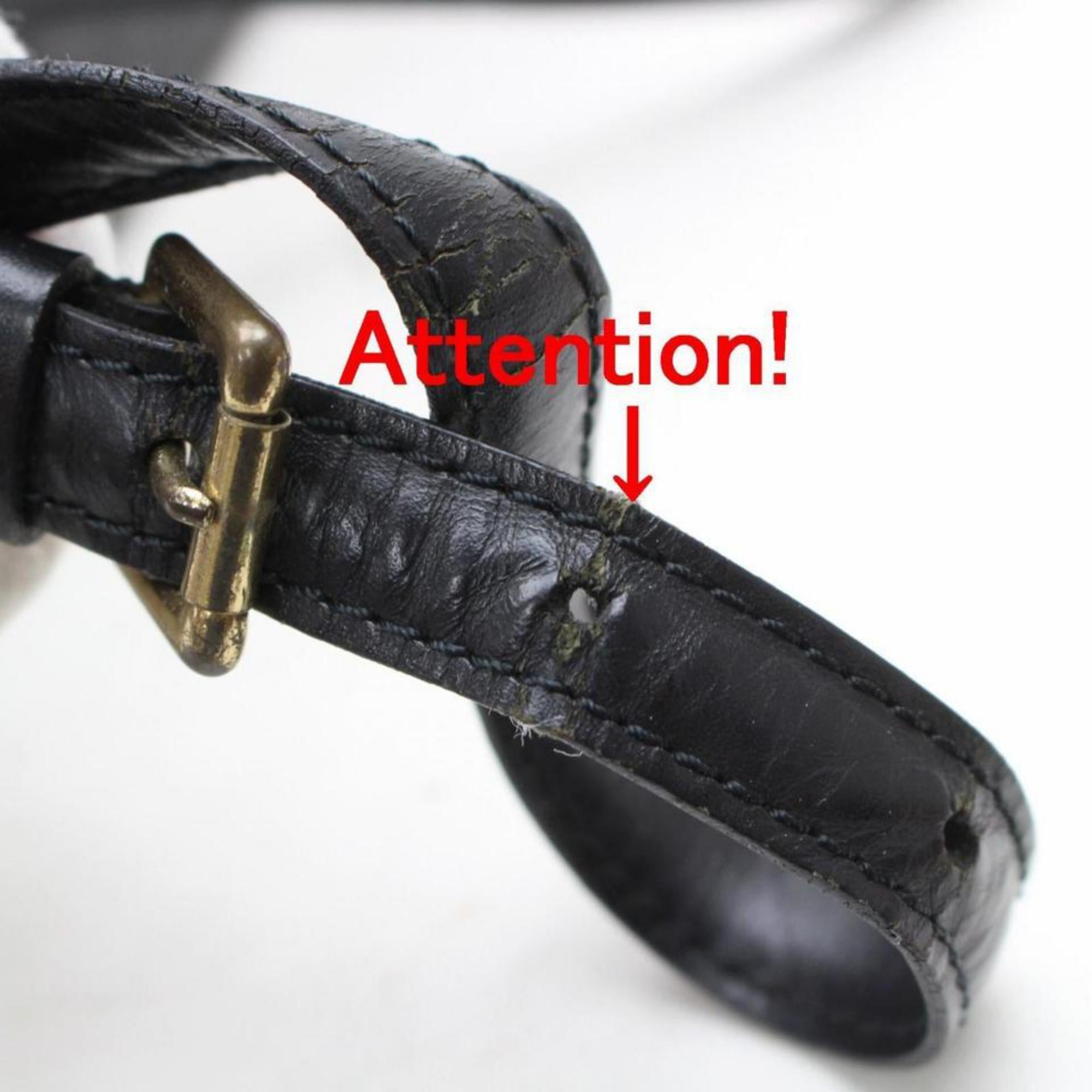 Louis Vuitton Alma Noir with Strap 868643 Black Leather Satchel For Sale 5