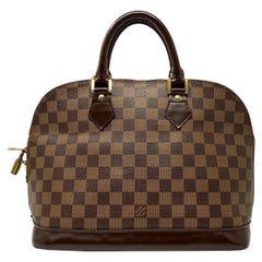 Louis Vuitton Alma Pm Damier Ebene Leather Canvas Handbag