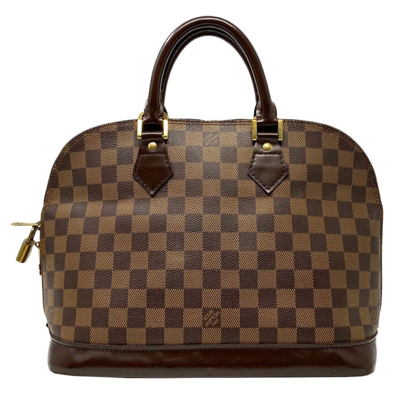 Louis Alma Pm Damier Ebene Leather Canvas Handbag Sale 1stDibs