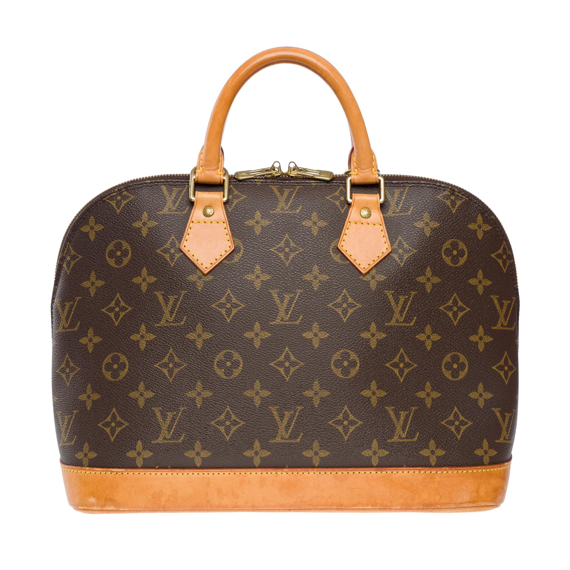 Marron Sac à main Louis Vuitton Alma PM en toile enduite monogramme marron, GHW en vente