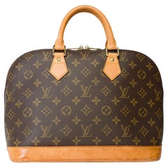 Sac à main Louis Vuitton Alma PM en toile enduite monogramme marron, GHW