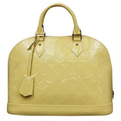 Louis Vuitton Alma ( Rare ) Monogram Vernis Citrine 216297 Pale Yellow Satchel