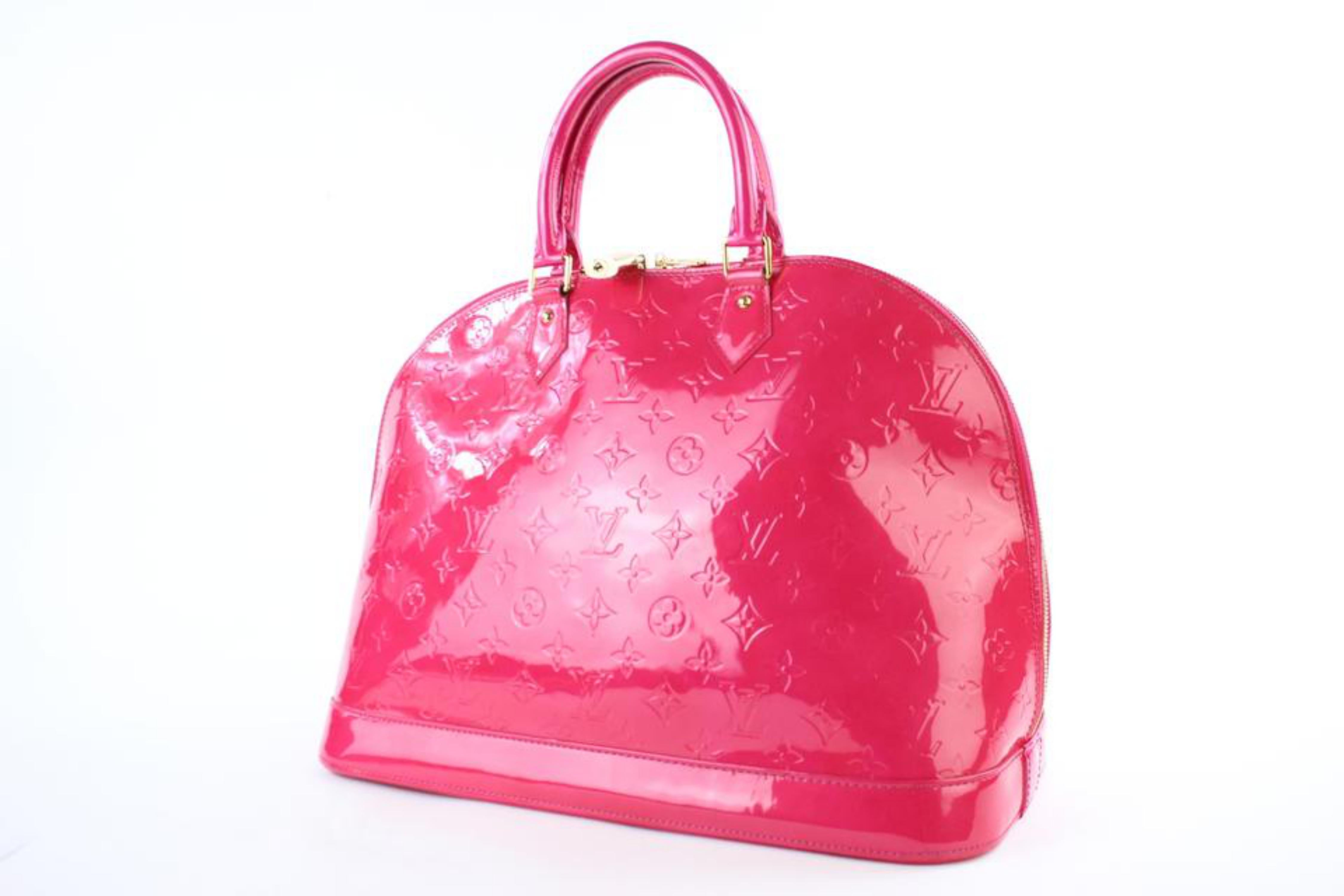 Louis Vuitton Alma Rose Pop Monogram Vernis Gm 3lt922 Pink Patent Leather Satche For Sale 5