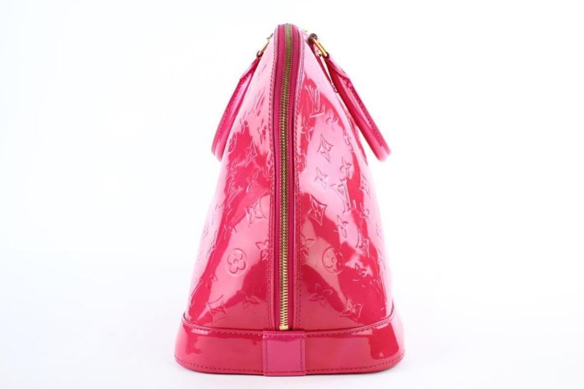 Women's Louis Vuitton Alma Rose Pop Monogram Vernis Gm 3lt922 Pink Patent Leather Satche For Sale