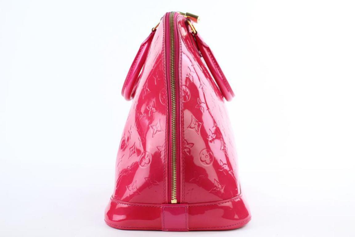 Louis Vuitton Alma Rose Pop Monogram Vernis Gm 3lt922 Pink Patent Leather Satche For Sale 1
