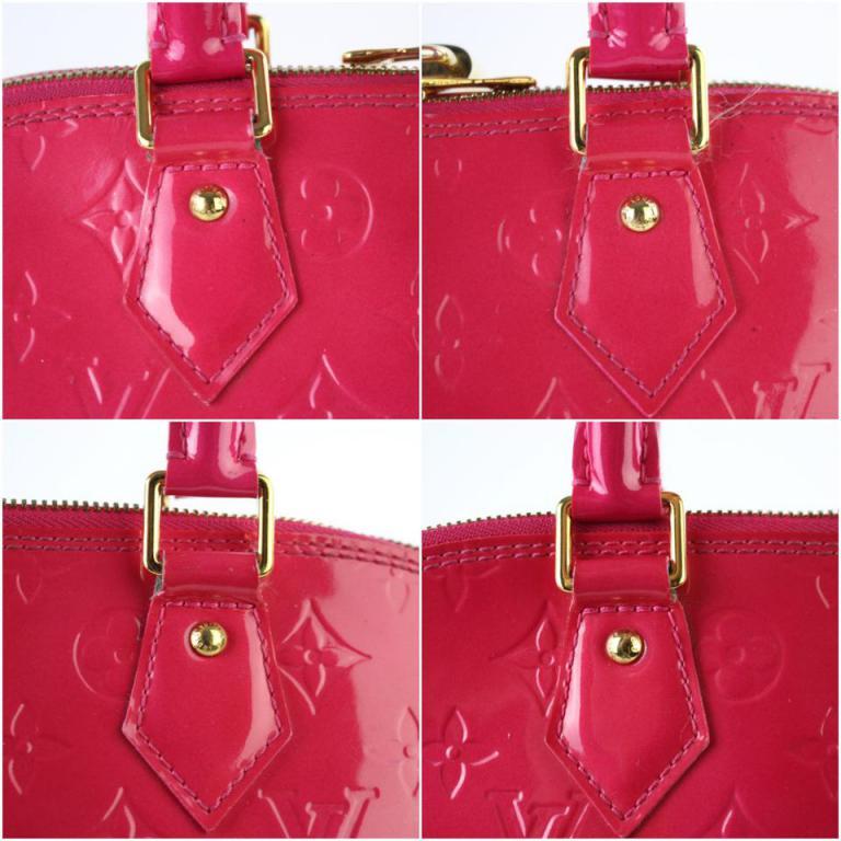 Louis Vuitton Alma Rose Pop Monogram Vernis Gm 3lt922 Pink Patent Leather Satche For Sale 2