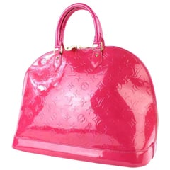 Louis Vuitton Alma Rose Pop Monogram Vernis Gm 3lt922 Pink Patent Leather Satche