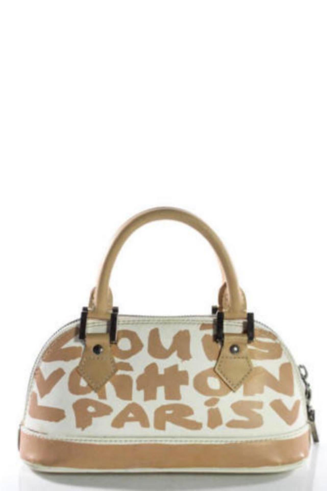 Louis Vuitton Alma Stephen Sprouse Graffiti 866394 Beige Leather Satchel For Sale 2