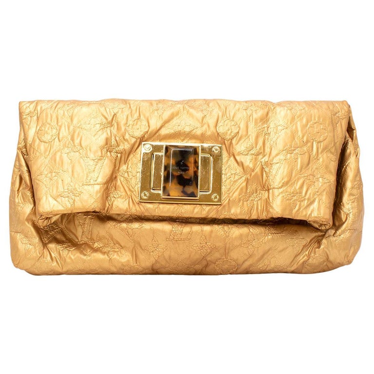 Louis Vuitton Altair Gold Silk Monogram Clutch Bag For Sale at 1stDibs