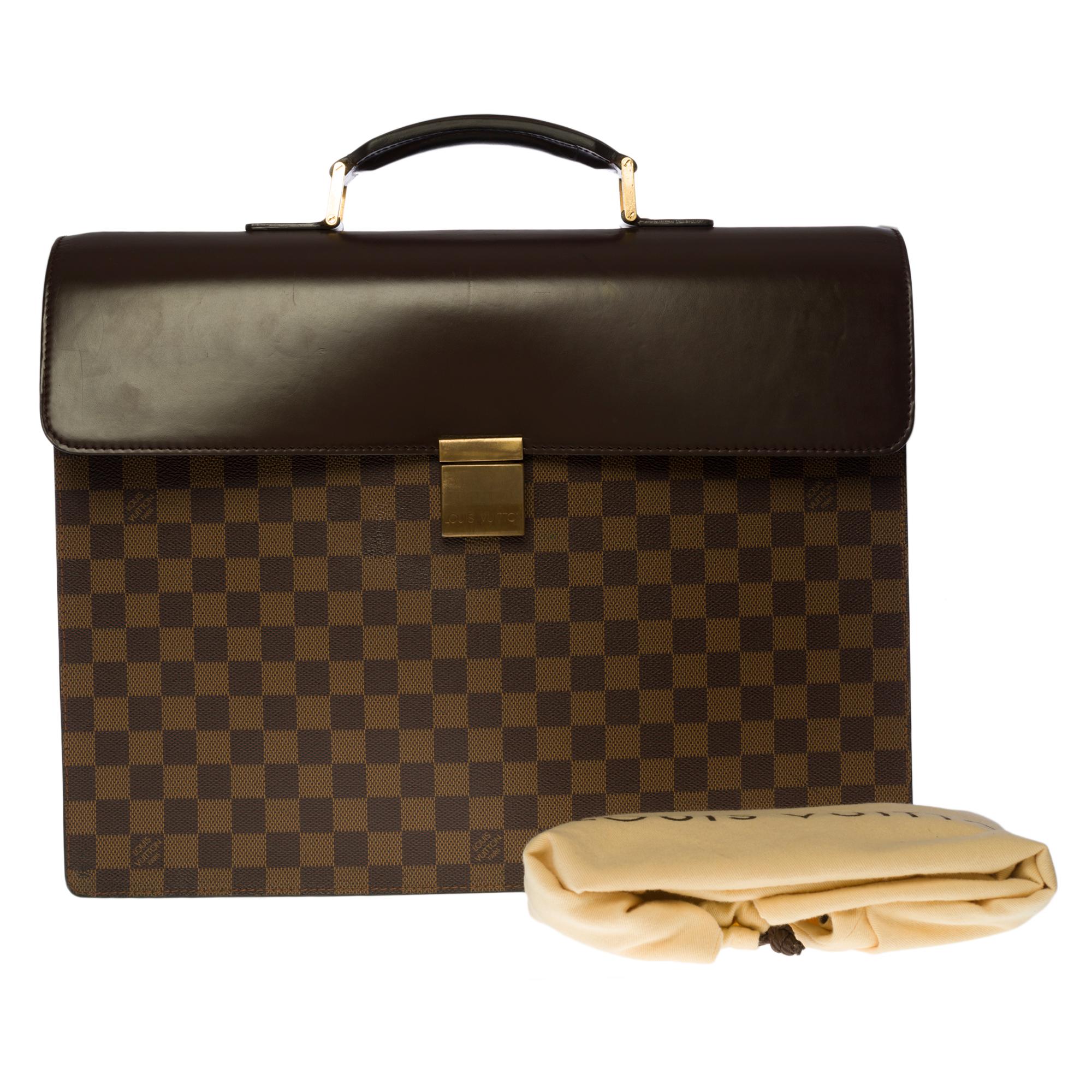 Louis Vuitton Altona Briefcase in brown checkerboard canvas and brown leather 5
