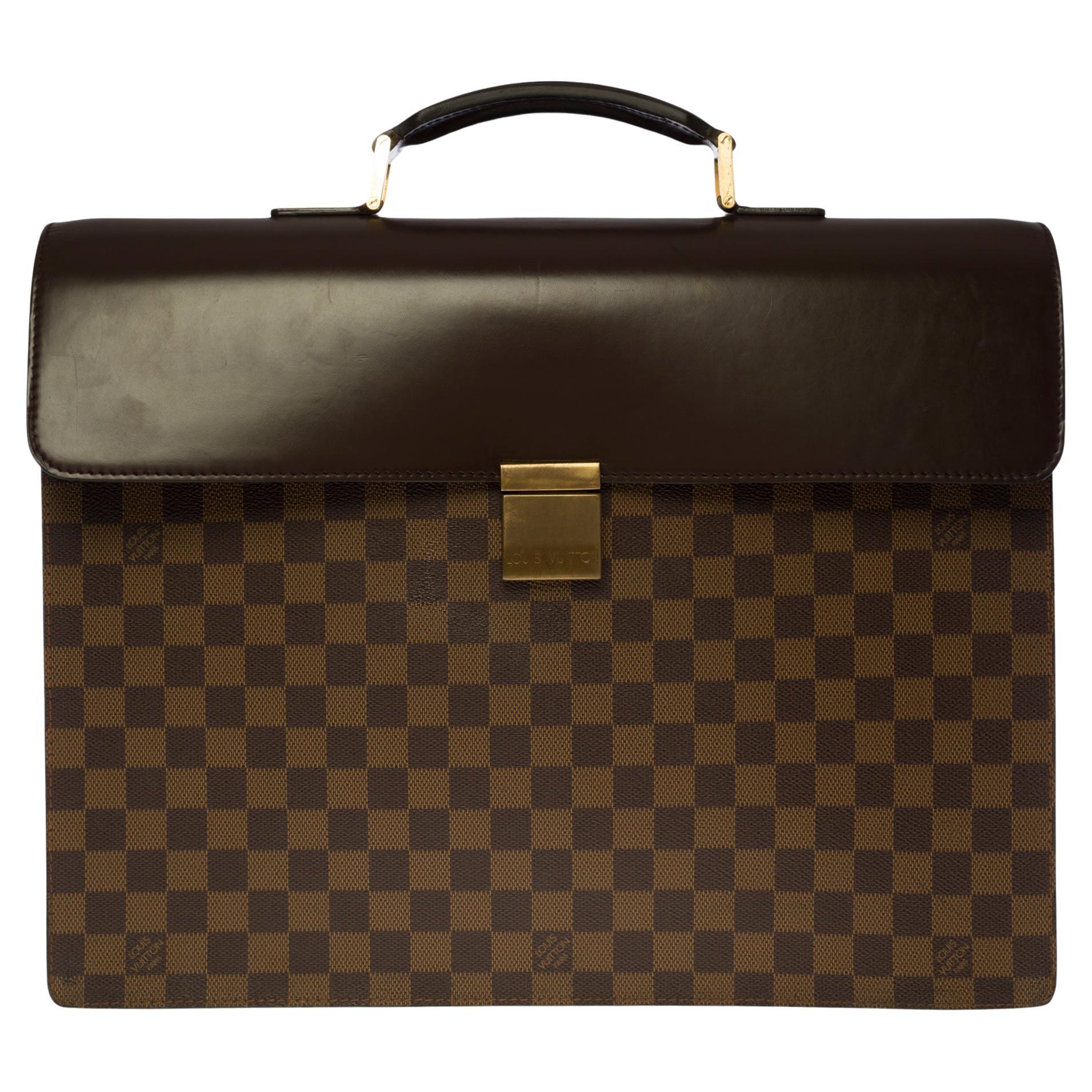 Louis Vuitton Altona Briefcase in brown checkerboard canvas and brown leather