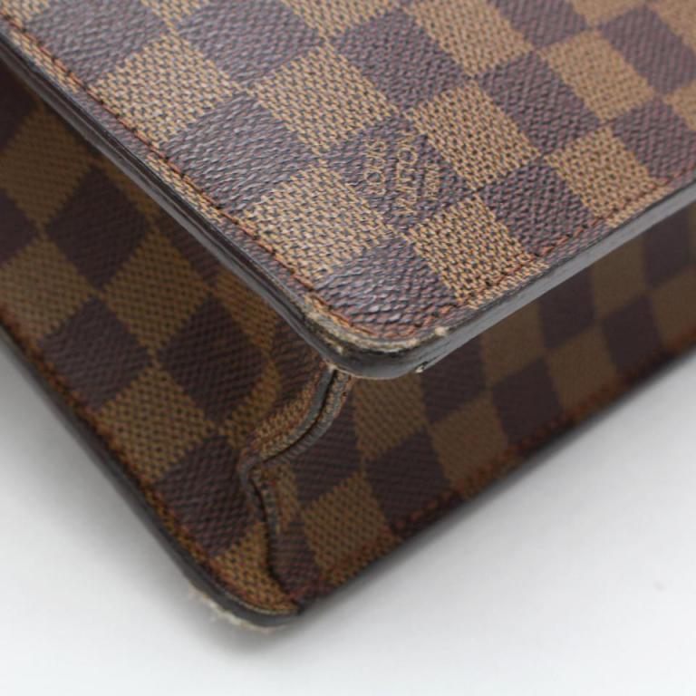Louis Vuitton Altona Damier Ebene 123019 Brown Canvas Laptop Bag In Excellent Condition For Sale In Forest Hills, NY