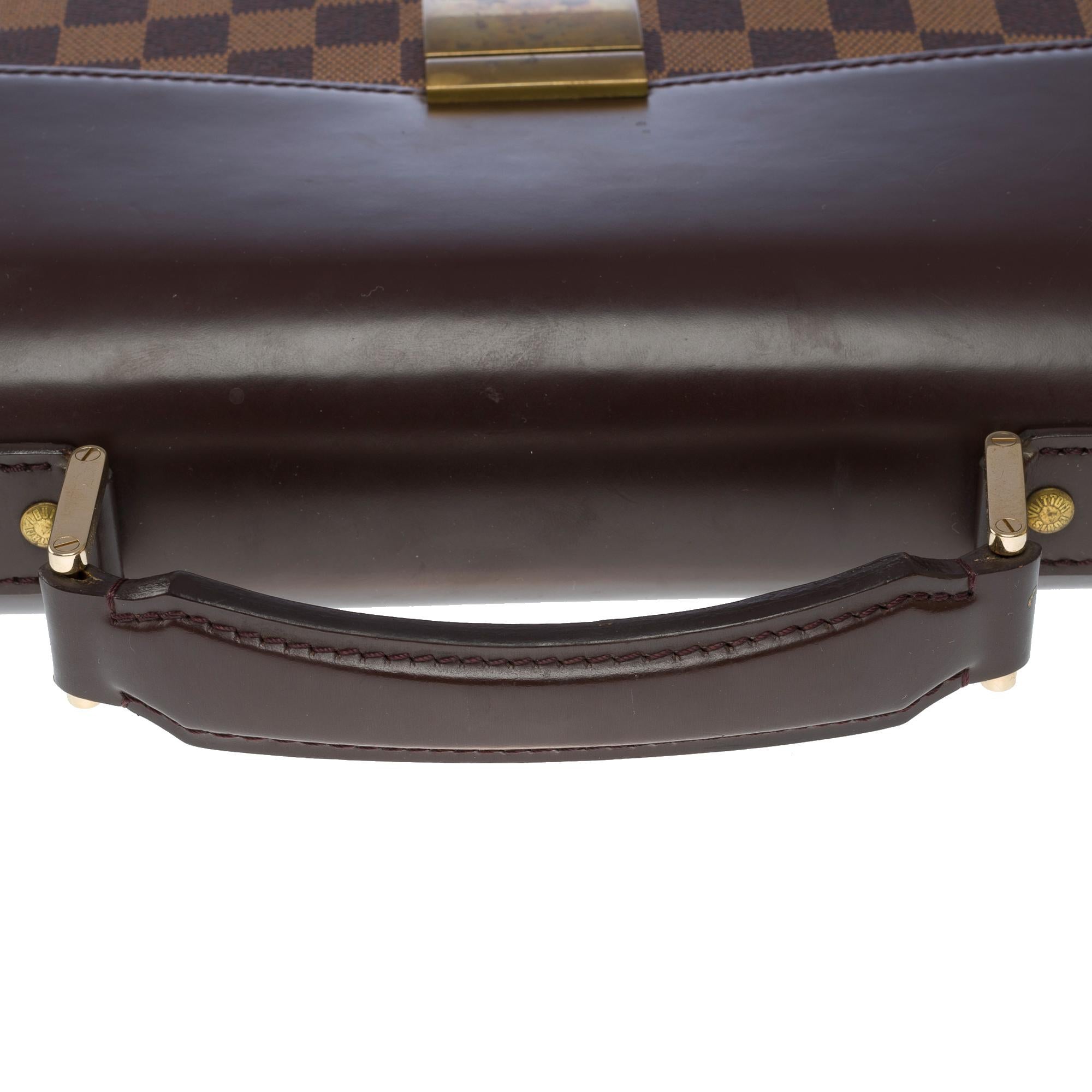 Louis Vuitton Altona PM Briefcase en toile à carreaux marron et cuir marron en vente 5