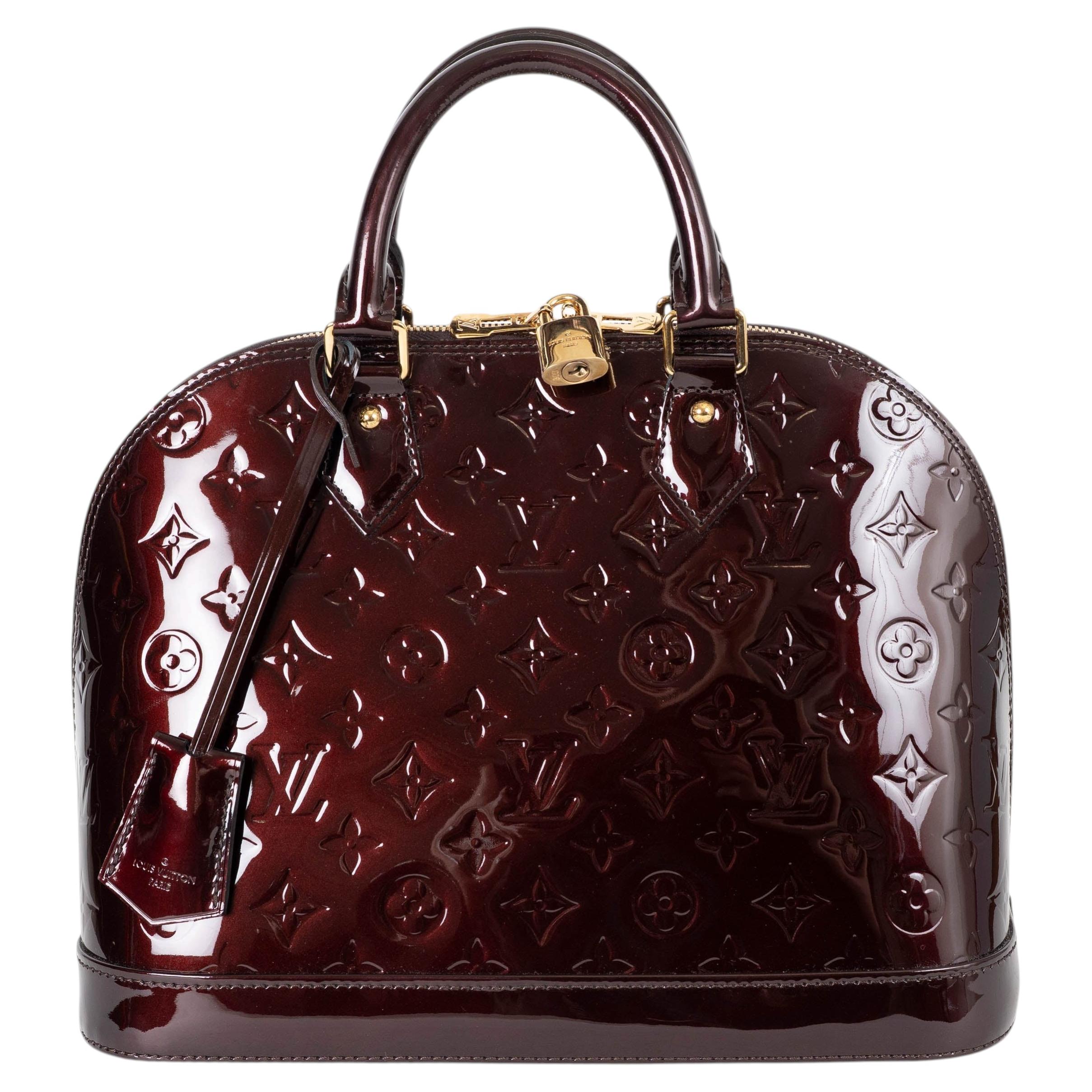 Sac ALMA MM LOUIS VUITTON en cuir Monogram Vernis violet Amarant en vente