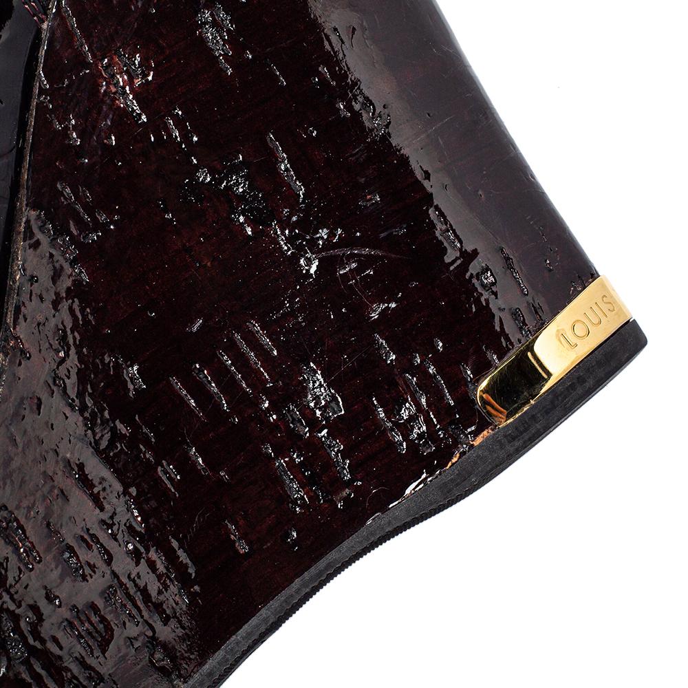 Louis Vuitton Amarante Monogram Patent Leather Pantheon Wedge Sandals Size 37 2