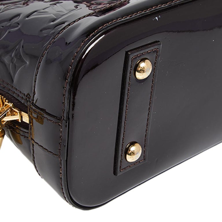 Louis Vuitton Womens Alma Vernis Leather BB Amarante Top Handle