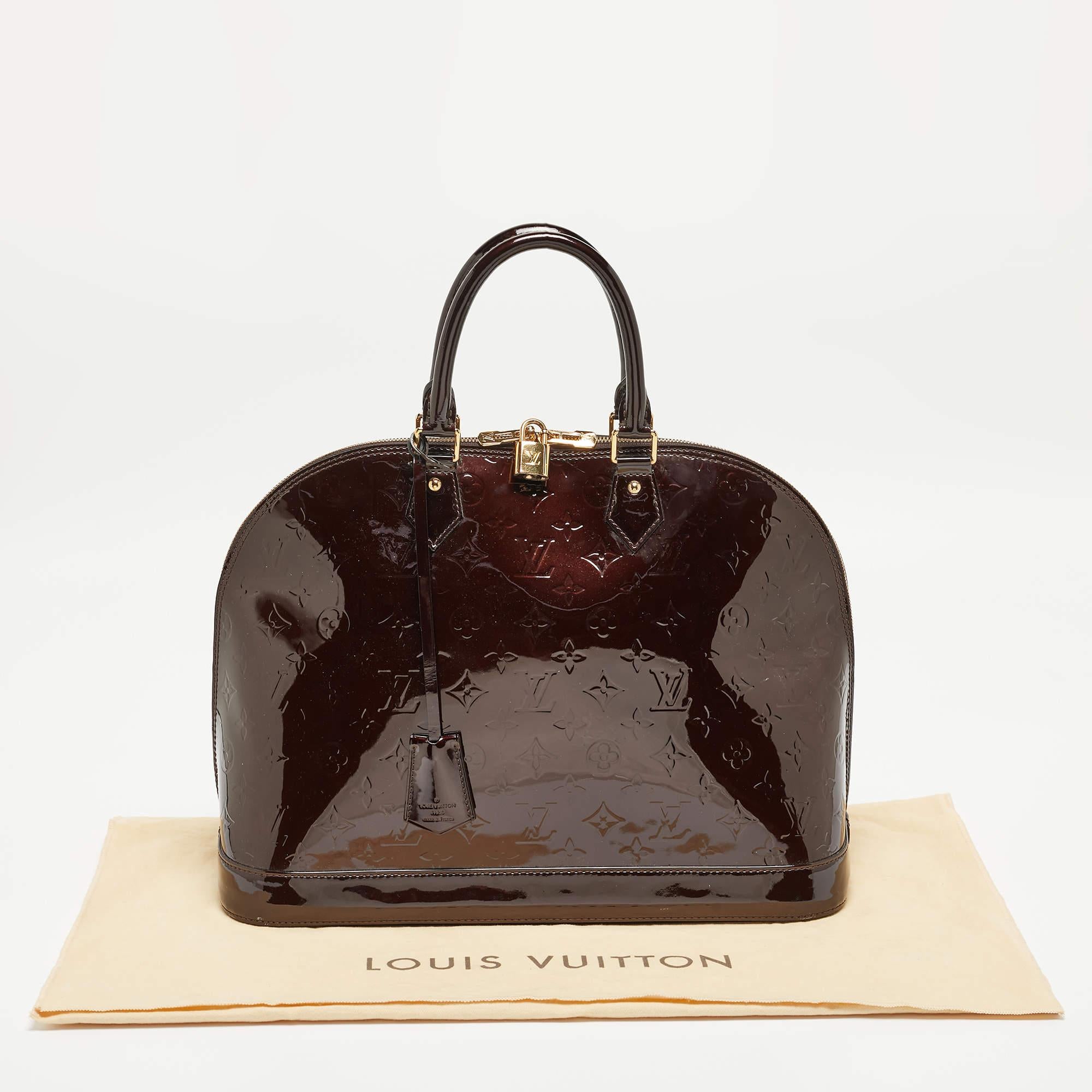 Louis Vuitton Amarante Monogram Vernis Alma GM Bag For Sale 10