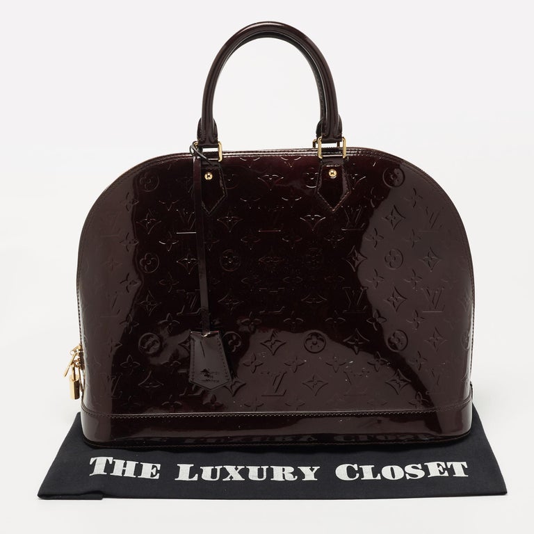 Louis Vuitton Amarante Monogram Vernis Alma GM Bag For Sale 12