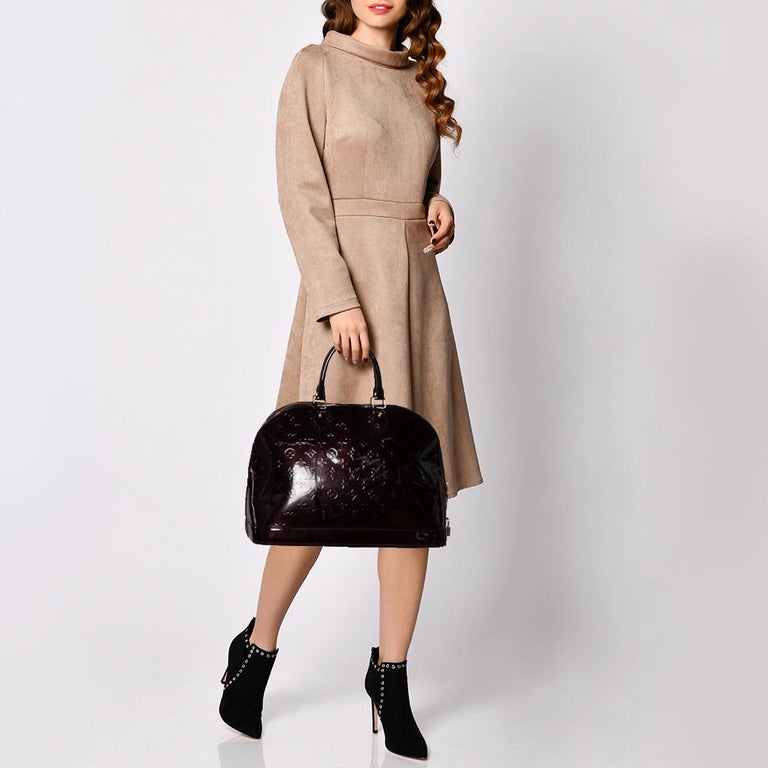 tas handbag Louis Vuitton Monogram Alma GM Vernis Amarante 2014