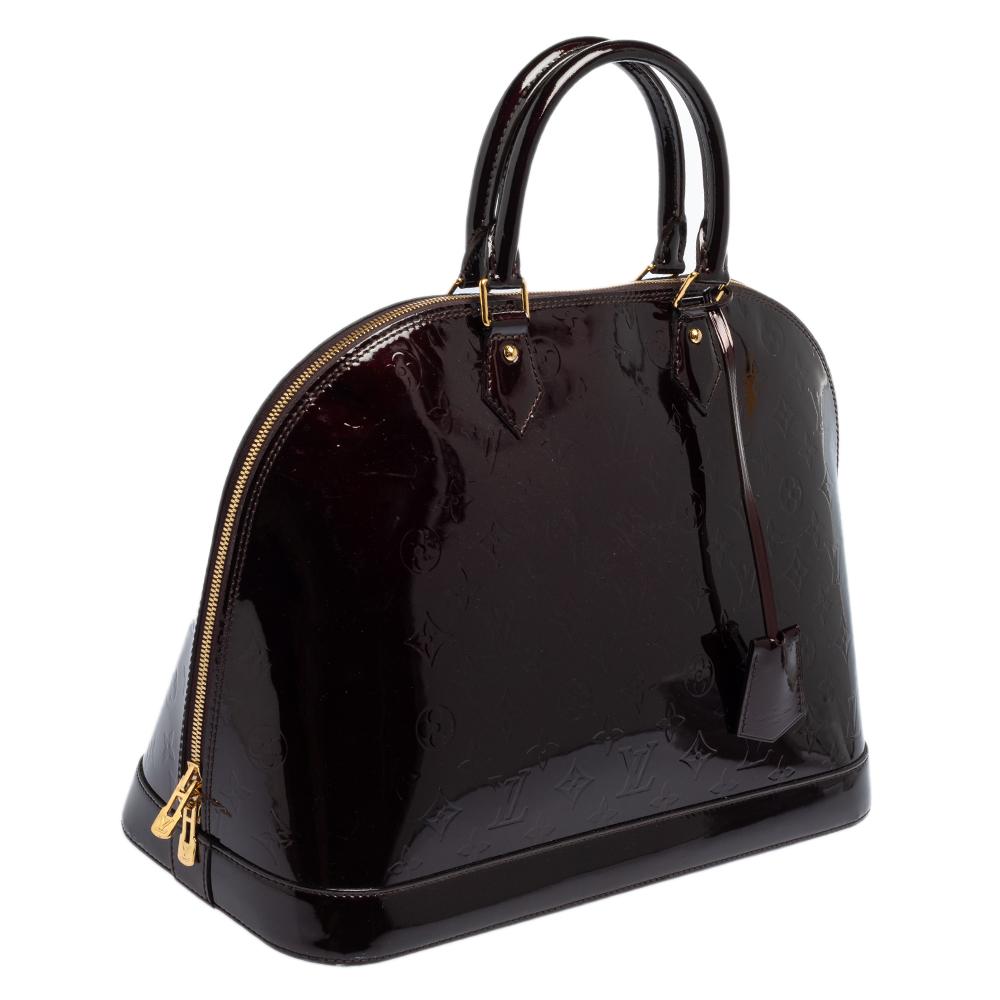 Louis Vuitton Amarante Monogram Vernis Alma GM Bag In Good Condition In Dubai, Al Qouz 2